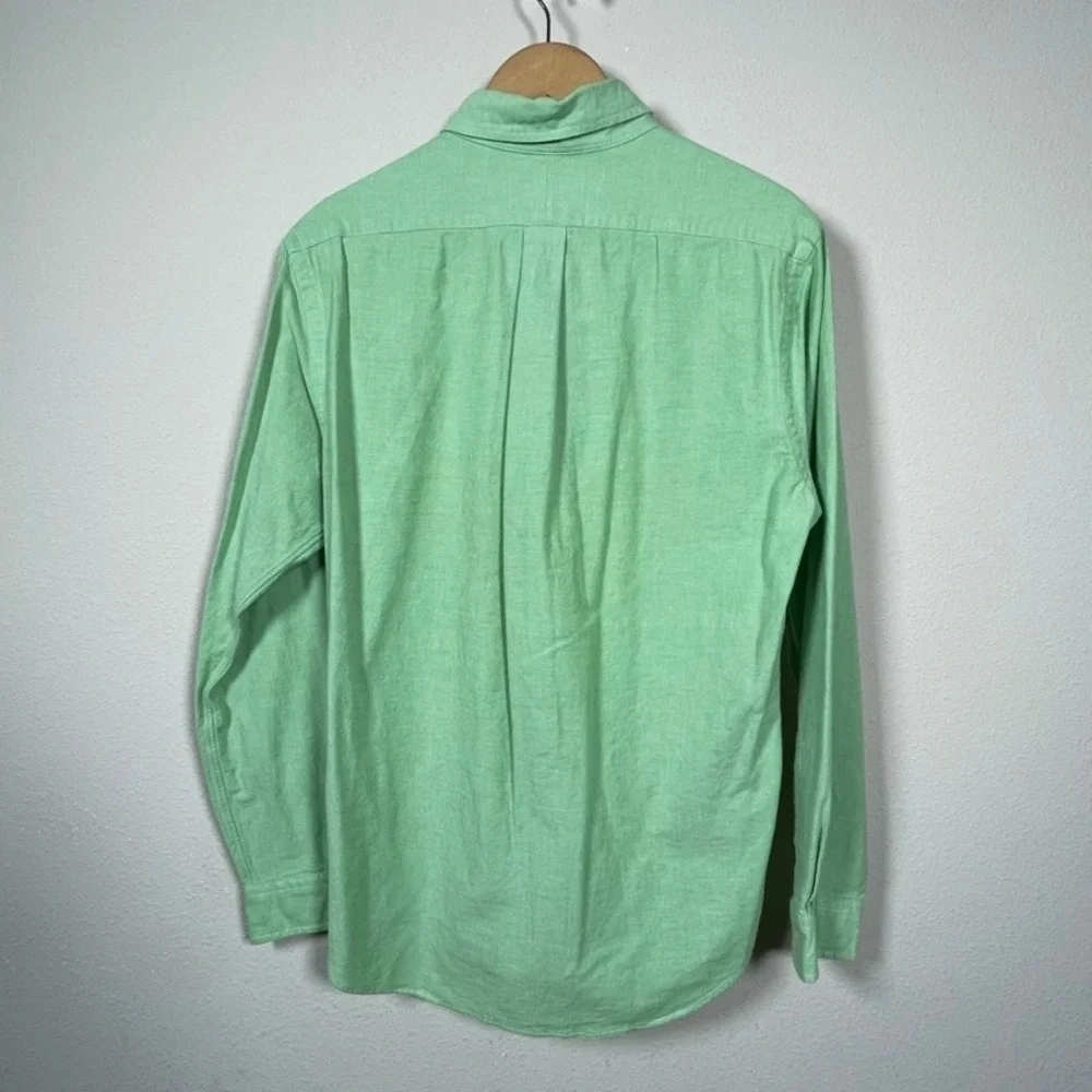 Polo Ralph Lauren Button Down Shirt Mens L Green Cotton Oxford Long Sleeve Pony